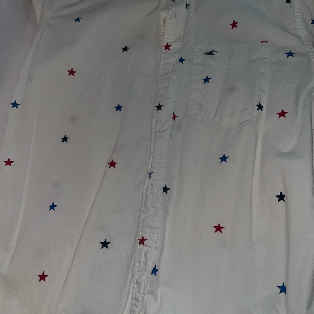 Hollister men’s white collard tshirt